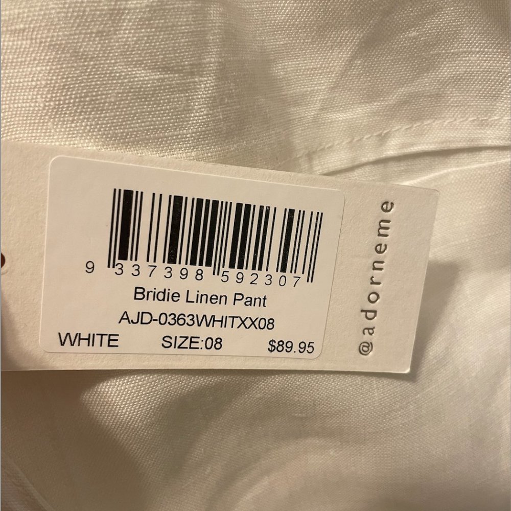 Bridie Linen Pant, white, size 8